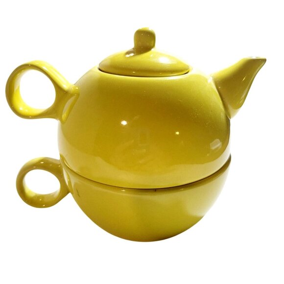 Vintage Teapot and Cup for One Old Amsterdam Porcelain Works 11 oz 4.5” H - Picture 3 of 13